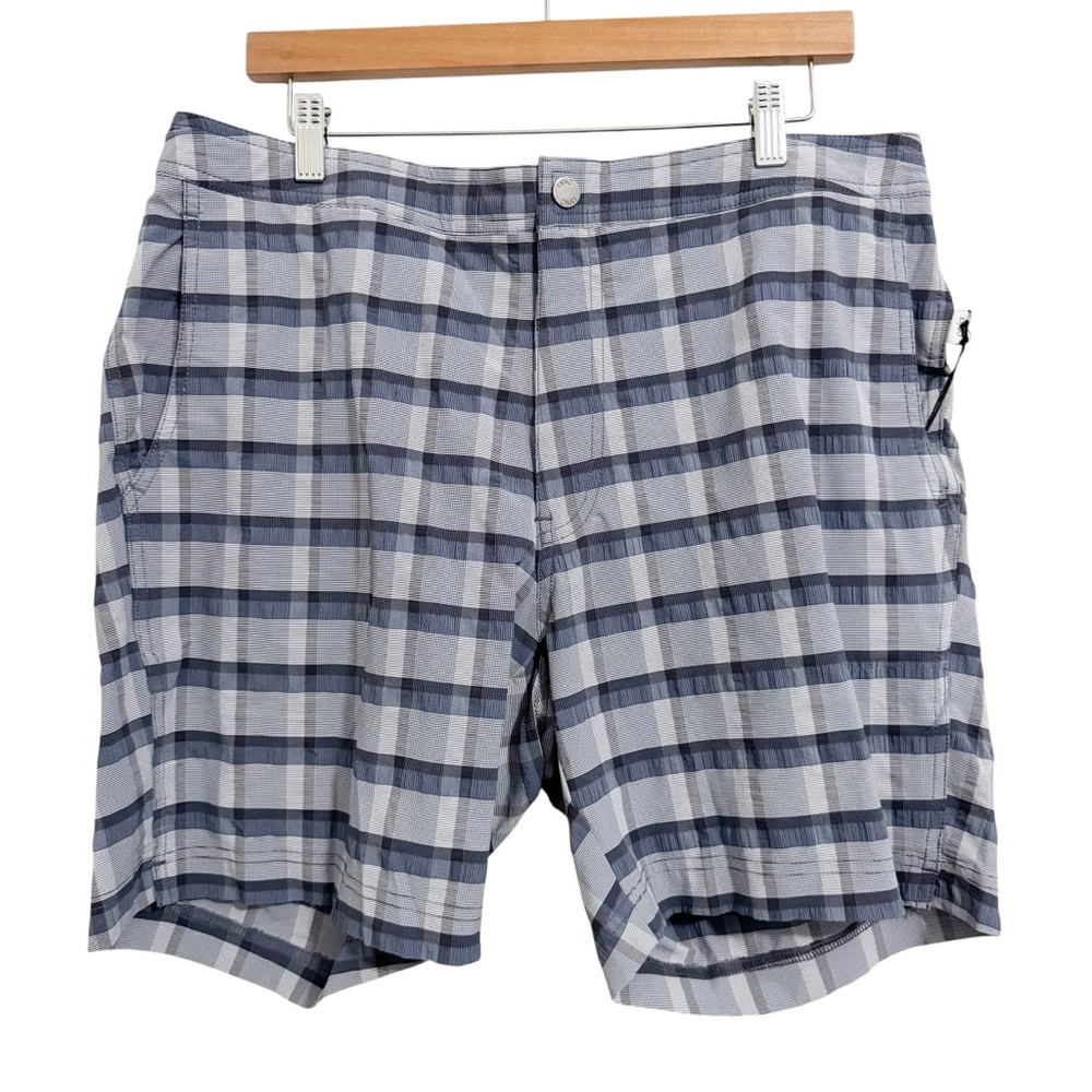 Onia Calder Swim Shorts 7.5 Blue Plaid NWT XL